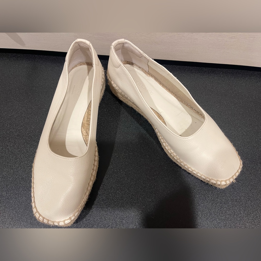 Everlane Day Loafer Espadrille Flats – White Leather – Made in Spain – Size 7